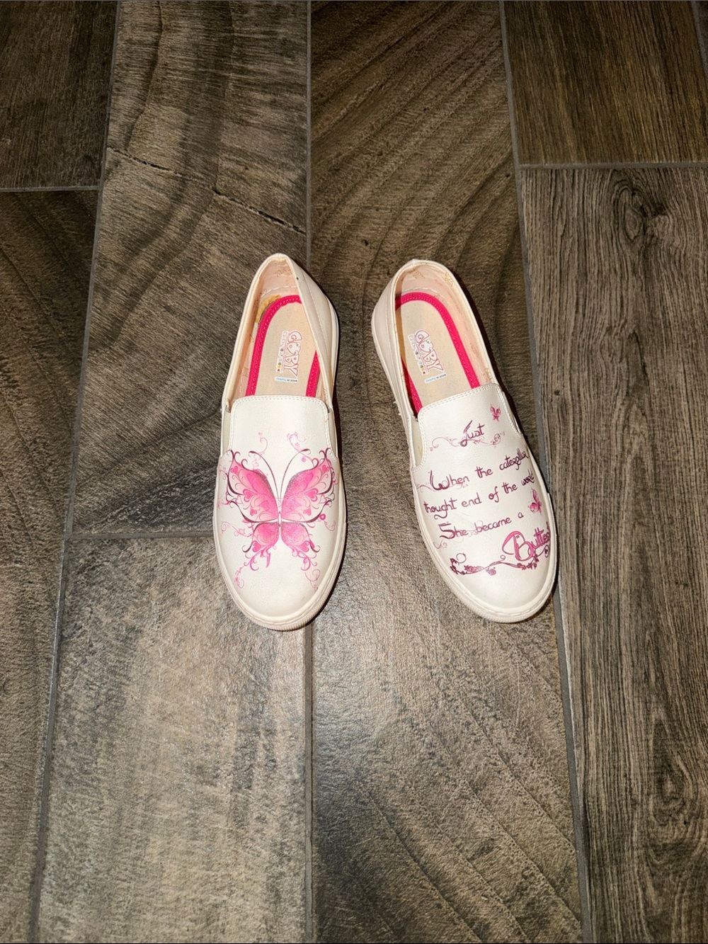 Goby Girls Pink Butterfly Slip-On Shoes